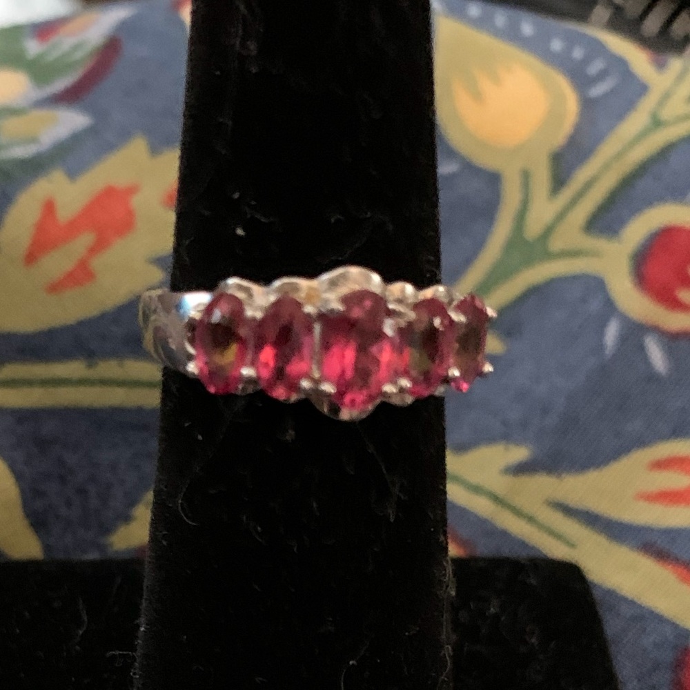 Sterling 5 Stone Danburite Ring. Size 6.